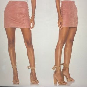 Free People Modern Femme Barbiecore Vegan Leather Suede Mini Skirt Pink Size 8